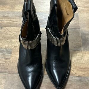 Toga Pulla Black Leather Ankle Boots with Silver Hardware size 37 good condition